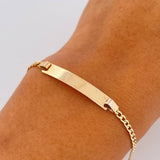 Pulso Cubano 1.75gr / 17cm / 2mm Placa Rectangular Curva Oro Amarillo +1 18K &