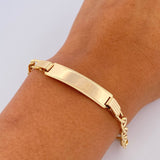 Pulso Escalera 8.3gr / 21.8cm / 4.4mm Placa Rectangular Curva Oro Amarillo +3 18K &