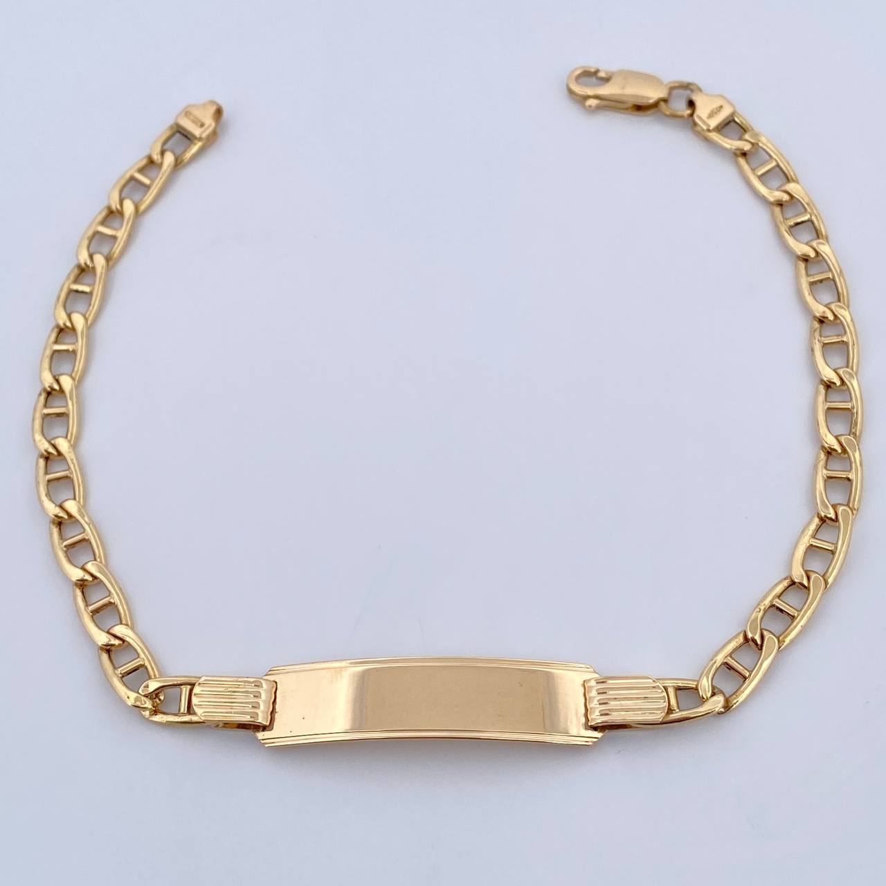 Pulso Escalera 8.3gr / 21.8cm / 4.4mm Placa Rectangular Curva Oro Amarillo +3 18K &