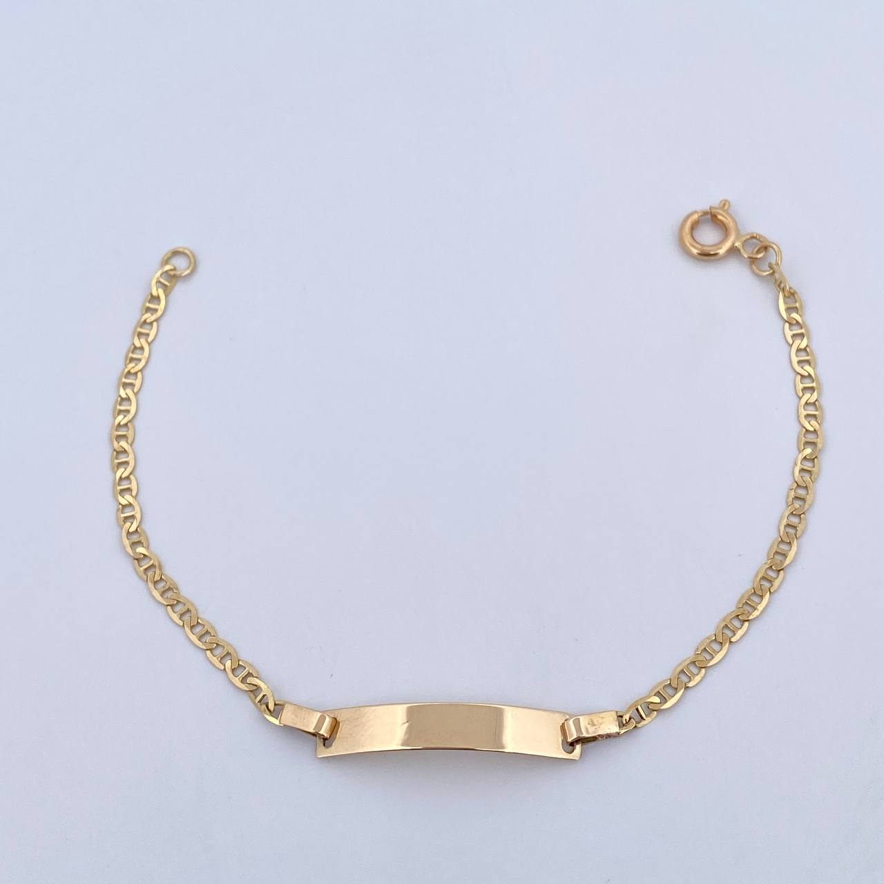 Pulso Escalera 1.95gr / 15.2cm / 1.8mm Placa Rectangular Curva Oro Amarillo +3 18K &