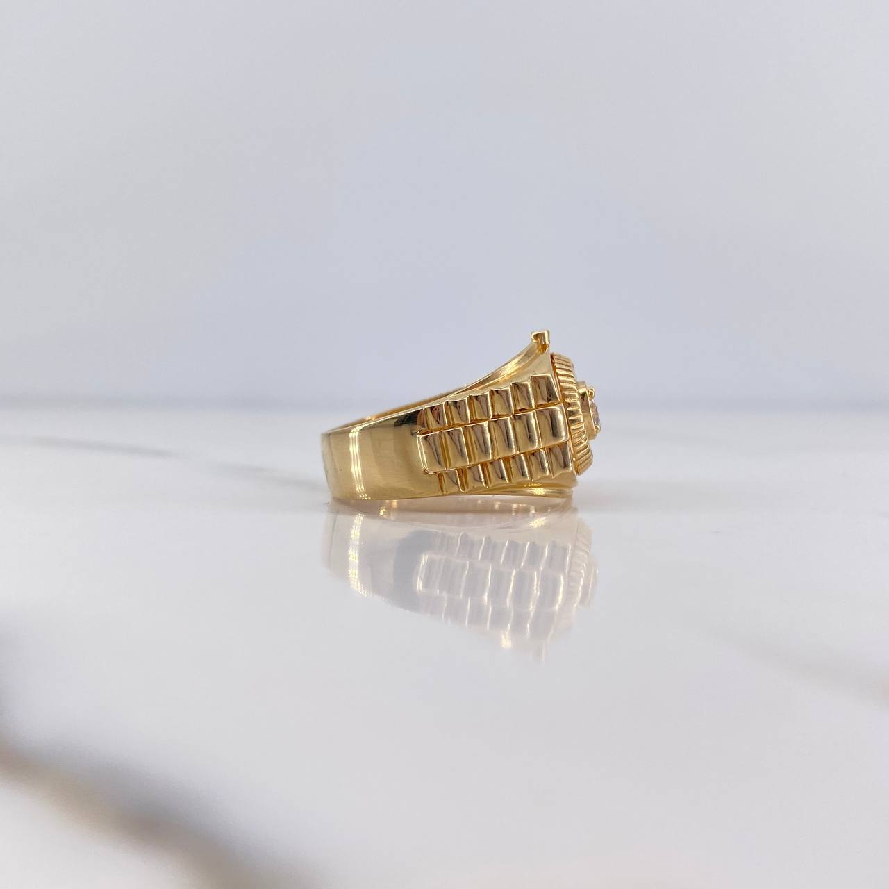 Anillo Crono Tempo 7.1gr / T9 1/2 / Circones Blancos Oro Amarillo 18K $