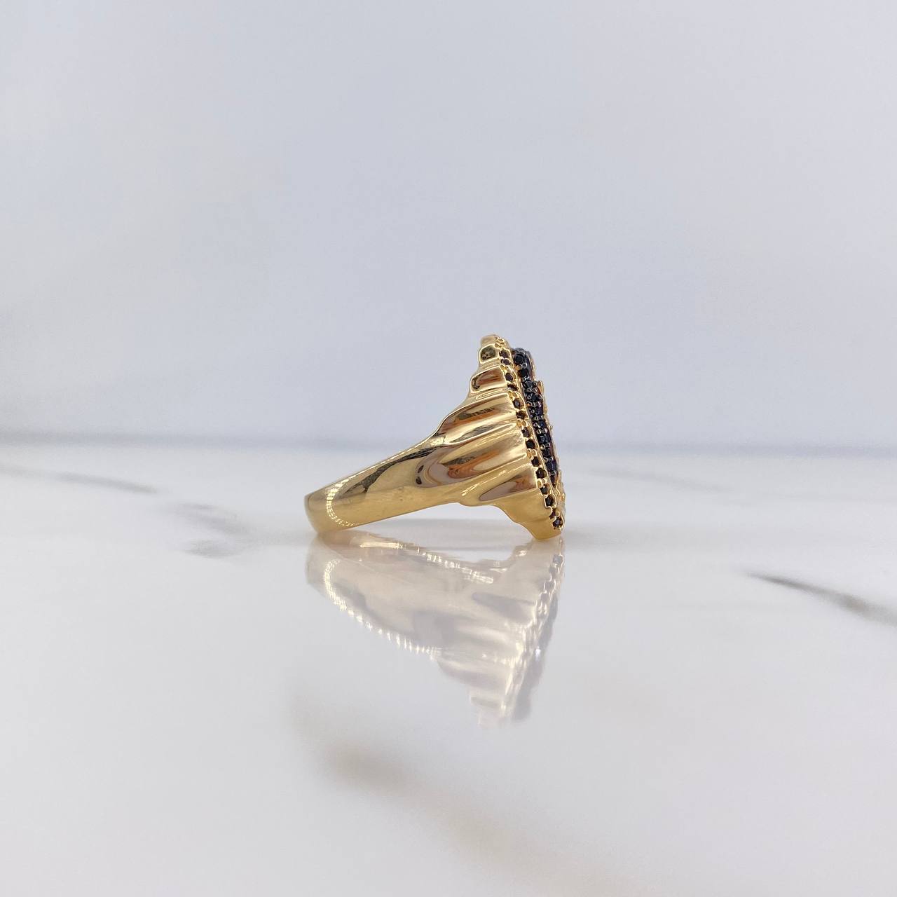 Anillo Virgen Guadalupe 7.8gr / T8 / Circones Negros Blancos Oro Amarillo 18K $