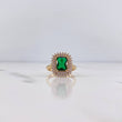 Anillo Solitario Halo 4.2gr / T6 / Circones Verde Blancos Oro Amarillo 18K $