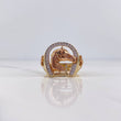 Anillo Herradura Caballo Cruces 8.65gr / T11 1/2 / Circones Blancos Tres Oros 18K $