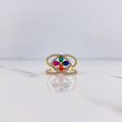 Anillo Rombo Flor 2.85gr / T6 1/2 / Circones Fucsia Naraja Verde Azul Blancos Dos Oros Amarillo Blanco 18K $