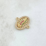 Herraje Virgen Guadalupe Ovalo 2.25gr / 1.8cm / Circones Blancos - Verdes - Fucsias  Oro Amarillo 18K ©