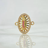 Herraje Virgen Guadalupe Ovalo 2.25gr / 1.8cm / Circones Blancos - Verdes - Fucsias  Oro Amarillo 18K ©