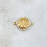 Herraje Virgen Del Carmen 2.15gr / 2.3cm / Circulo Texturizado Circones Blancos  Oro Amarillo 18K ©