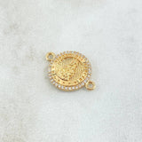 Herraje Virgen Del Carmen 2.15gr / 2.3cm / Circulo Texturizado Circones Blancos  Oro Amarillo 18K ©
