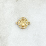 Herraje Virgen Milagrosa Ovalado 0.7gr / 1.2cm / Doble Marco Circones Blancos Oro Amarillo 18K *