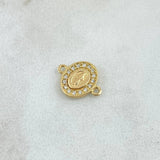 Herraje Virgen Milagrosa Ovalado 0.7gr / 1.2cm / Doble Marco Circones Blancos Oro Amarillo 18K *