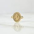 Herraje Virgen Milagrosa Ovalado 0.65gr / 1cm / Doble Marco Circones Blancos Oro Amarillo 18K ©