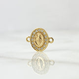 Herraje Virgen Milagrosa Ovalado 0.7gr / 1.2cm / Doble Marco Circones Blancos Oro Amarillo 18K *