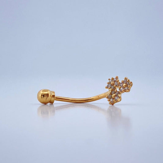 Piercing Curvo Triple Flor 0.45gr / 2cm / Oro Amarillo 18K &