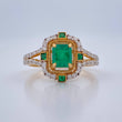 Anillo Fortuna Esmeralda 3.7gr / T6 3/4 / Dos Oros Amarillo Blanco 18K &