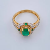 Anillo Fortuna Esmeralda 3.7gr / T6 3/4 / Dos Oros Amarillo Blanco 18K &