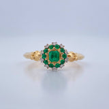 Anillo Flor De Loto Esmeralda 3.2gr / T7 / Dos Oros Amarillo Blanco 18K &