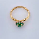 Anillo Flor De Loto Esmeralda 3.2gr / T7 / Dos Oros Amarillo Blanco 18K &