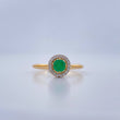 Anillo Halo Circulo Esmeralda 2.5gr / T6 3/4 / Dos Oros Amarillo Blanco 18K &