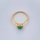 Anillo Halo Circulo Esmeralda 2.5gr / T6 3/4 / Dos Oros Amarillo Blanco 18K &