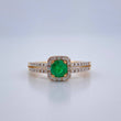 Anillo Halo Cuadrado Esmeralda 3.3gr / T7 / Dos Oros Amarillo Blanco 18K &