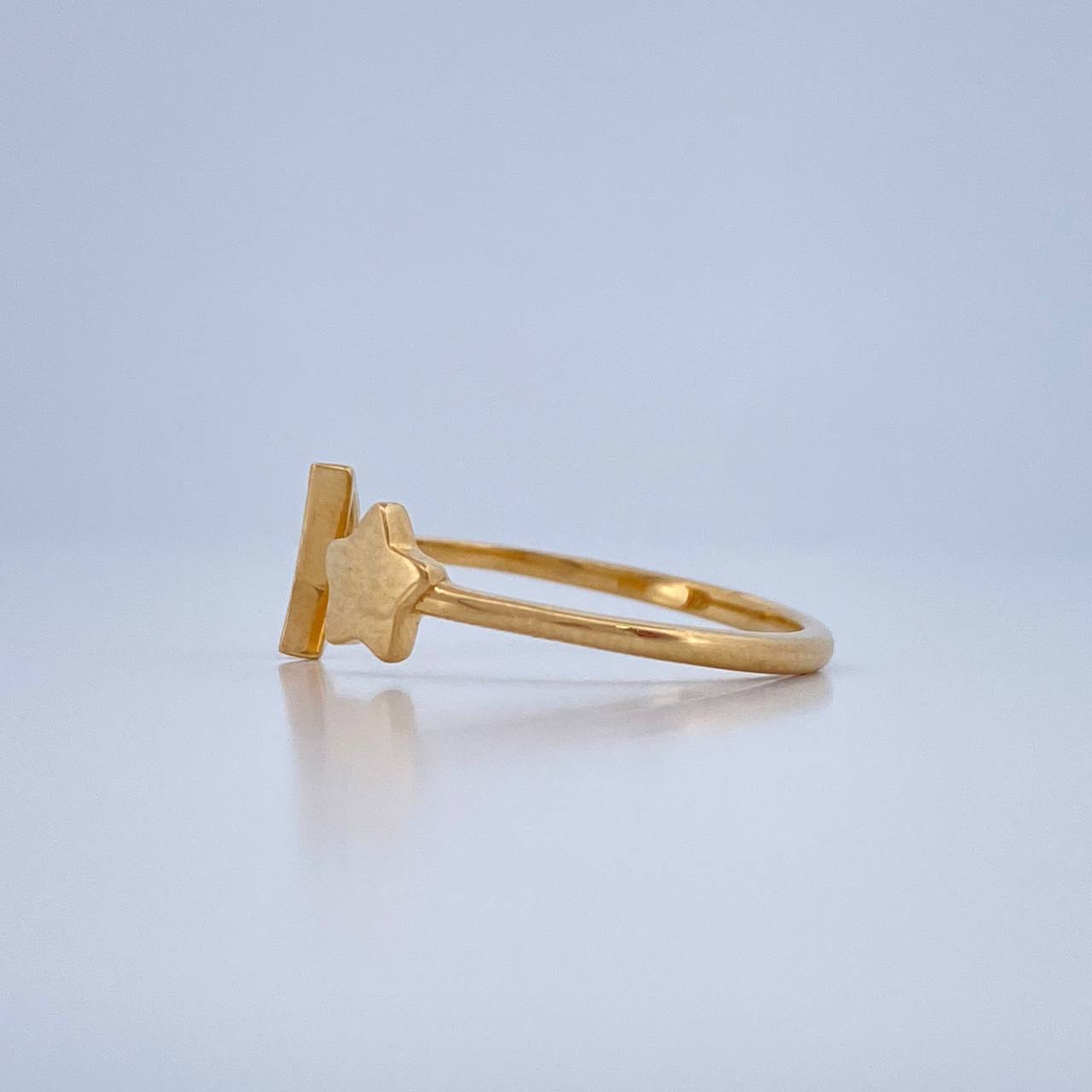 Anillo Abrazo Estrella Luna Esmeralda 1.65gr / T6 1/4 / Oro Amarillo 18K &