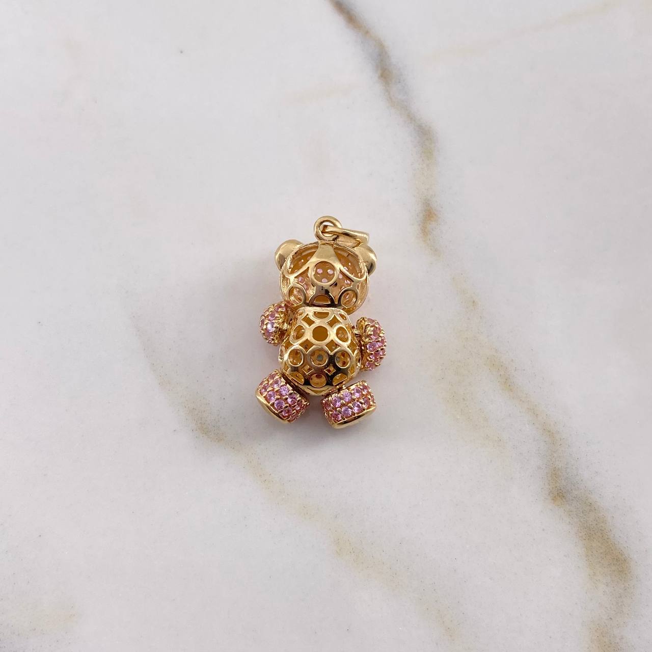 Dije Oso Articulado Corazon 4.4gr / 2.4cm / Circones Rosados Azules Negros Oro Amarillo 18K $