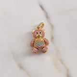 Dije Oso Articulado Corazon 4.4gr / 2.4cm / Circones Rosados Azules Negros Oro Amarillo 18K $