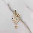 Dije Rosario Virgen Maria 1.35gr / 4cm / Circones De Colores Oro Amarillo 18K $