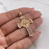 Dije Cruz San Benito 4.4gr / 4cm / Circones Blancos Oro Rosa 18K $