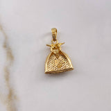 Dije Bolsa De Dinero 4.15gr / 2.9cm / Circones Blancos Oro Amarillo 18K $