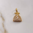 Dije Bolsa De Dinero 4.15gr / 2.9cm / Circones Blancos Oro Amarillo 18K $