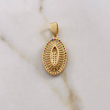 Dije Virgen Guadalupe 3.65gr / 3.2cm / Circones Verdes Fucsias Azules Oro Amarillo 18K $