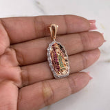 Dije Virgen De Guadalupe 5.6gr / 3.7cm / Circones Blancos Verdes Fucsias Dos Oros Blanco Rosa 18K $