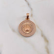 Dije Medalla Corona RX 4.15gr / 3cm / Circones Blancos Oro Rosa 18K $