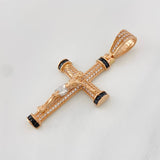 Dije Cruz Cristo 7.7g / 5.3cm Dos Oros Blanco Rosa 18K