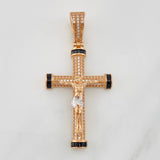 Dije Cruz Cristo 7.7g / 5.3cm Dos Oros Blanco Rosa 18K