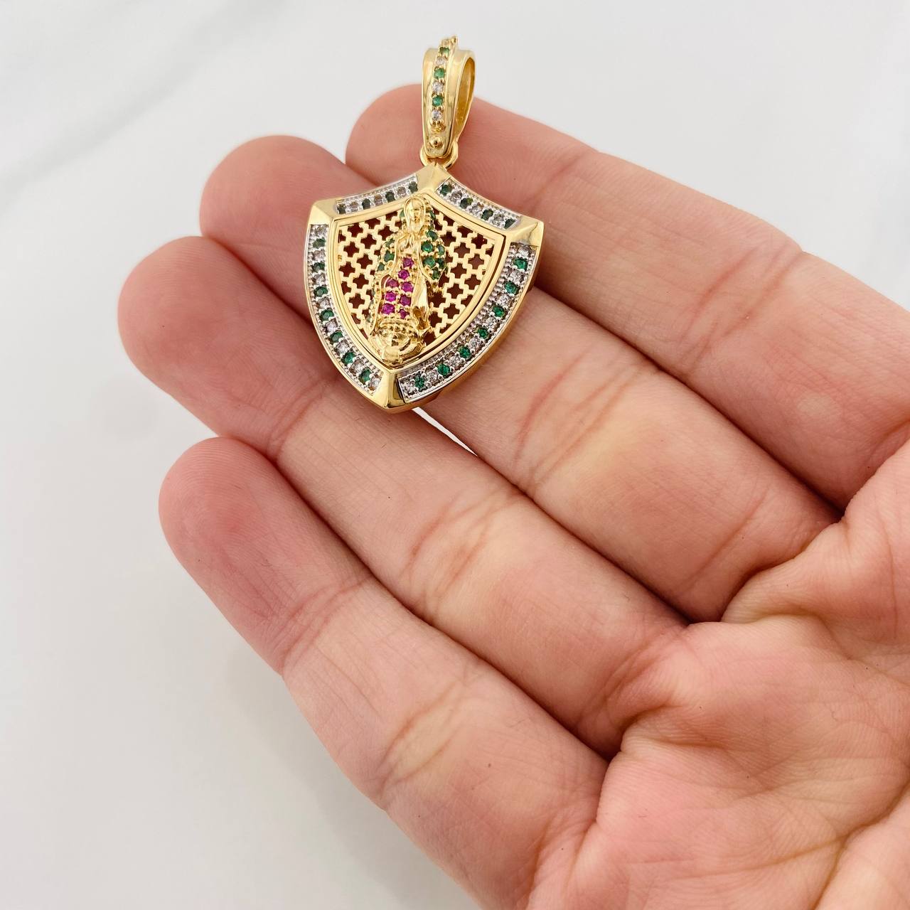 Dije Virgen de Guadalupe 6.55g / 3.5cm Dos Oros Amarillo Blanco 18K