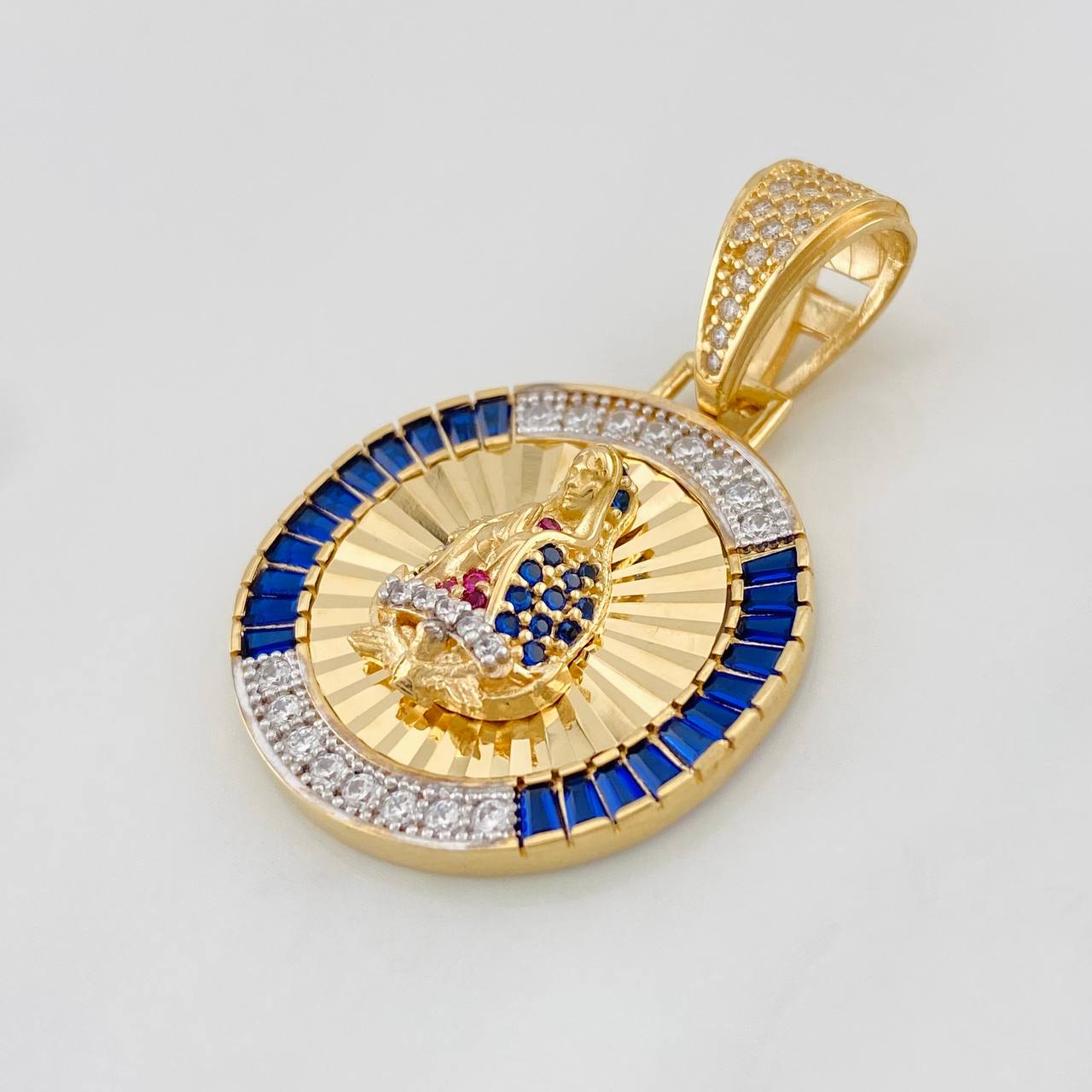 Dije Virgen de Guadalupe 7g / 3.8cm Dos Oros Amarillo Blanco 18K