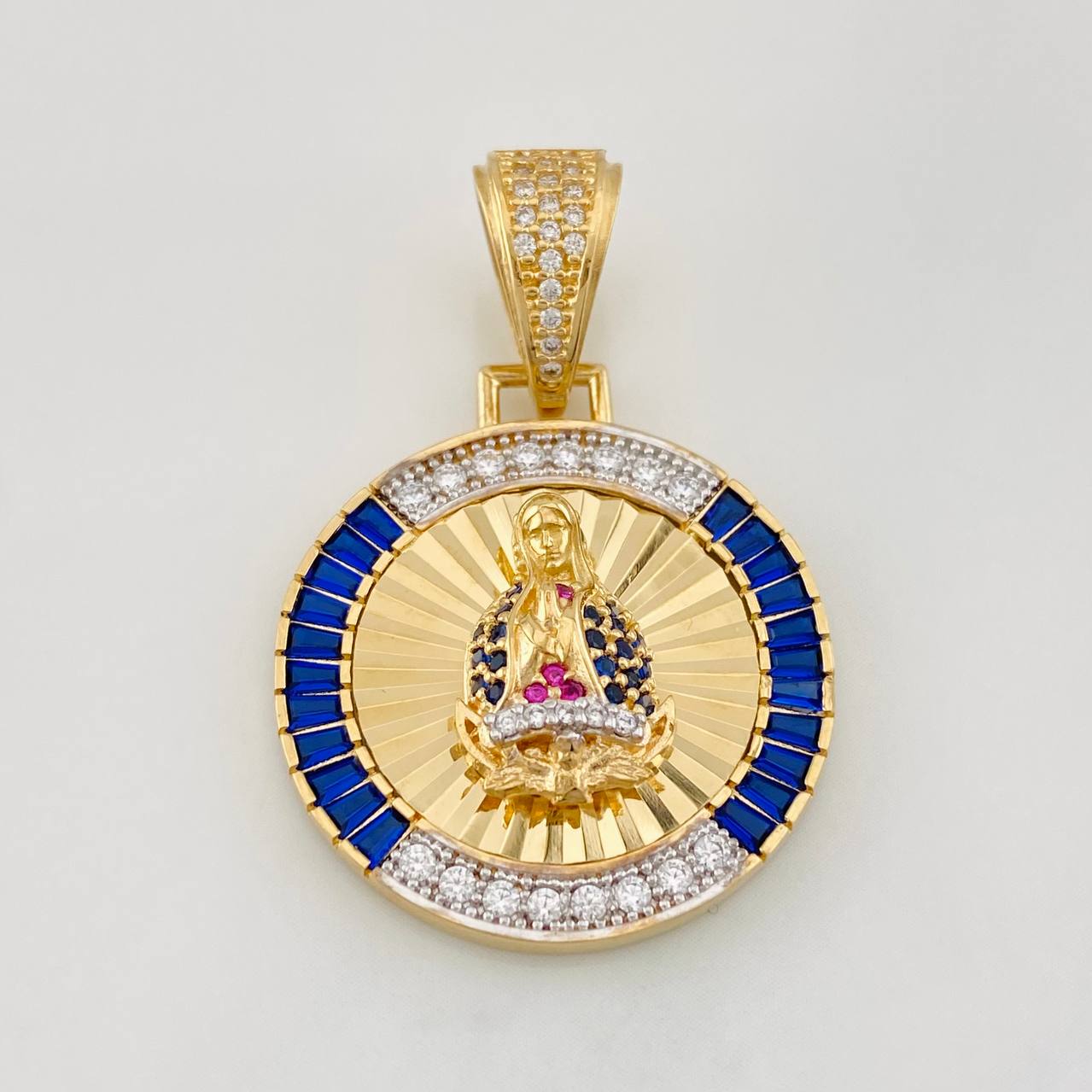 Dije Virgen de Guadalupe 7g / 3.8cm Dos Oros Amarillo Blanco 18K