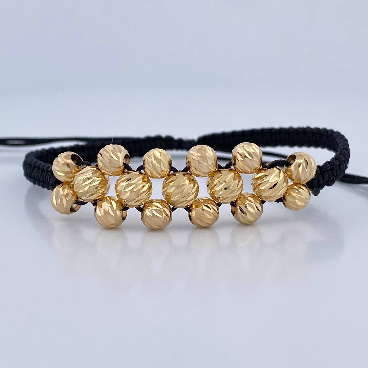 Pulsera Negra Bolas 2.65gr / Oro 18K &