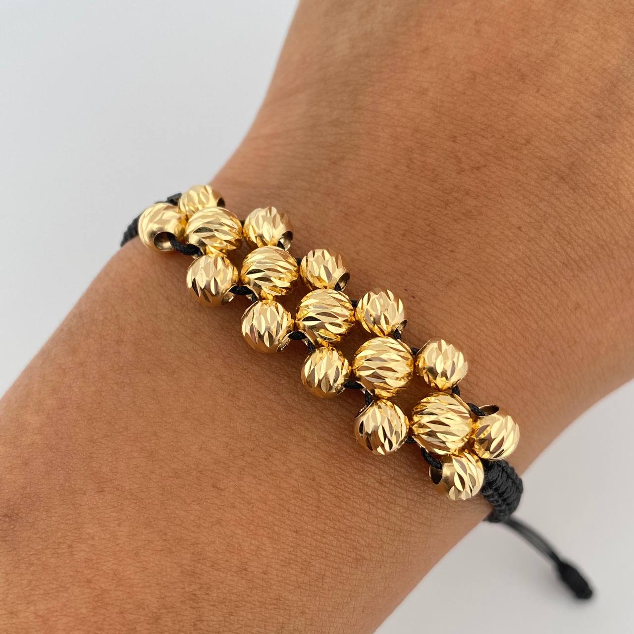 Pulsera Negra Bolas 2.65gr / Oro 18K &