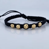 Pulsera Negra Bolas 1gr / Oro 18K &