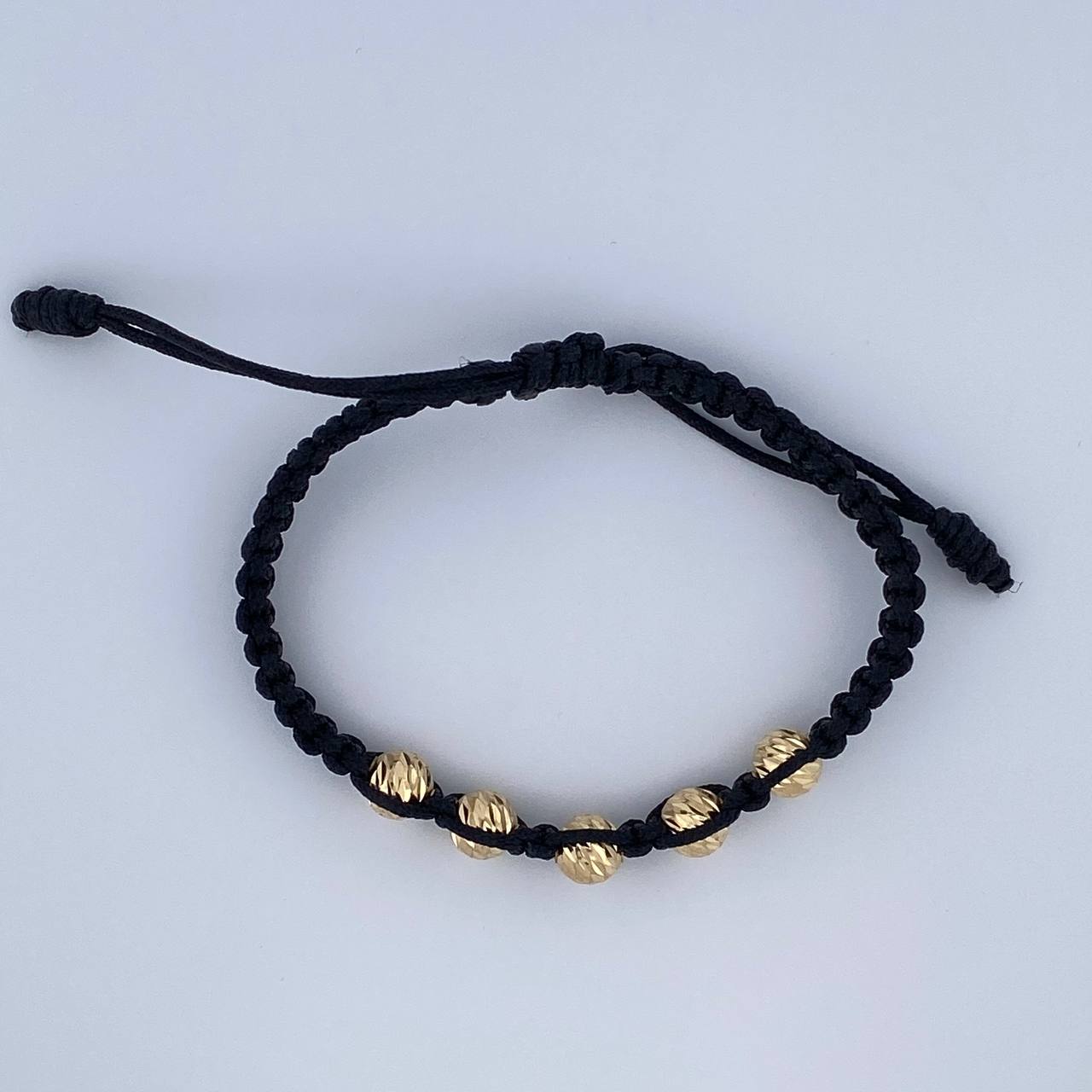 Pulsera Negra Bolas 1gr / Oro 18K &