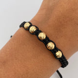 Pulsera Negra Bolas 1gr / Oro 18K &
