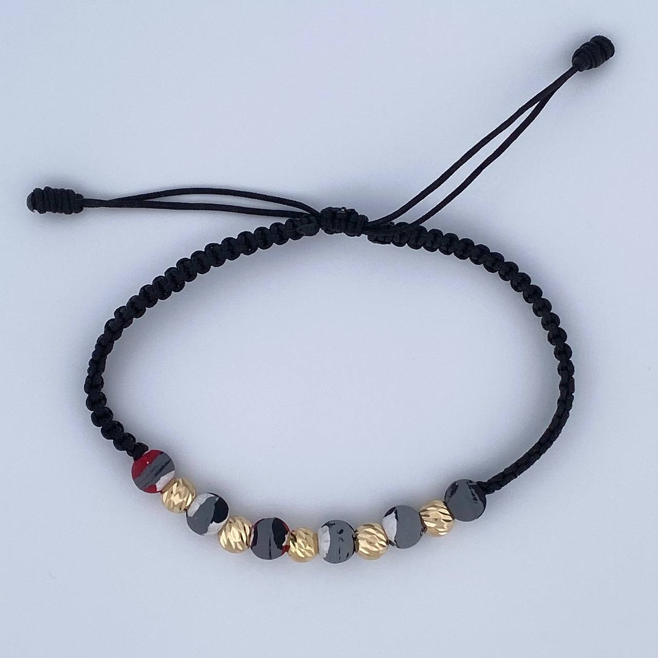 Pulsera Negra Bolas 0.7gr / Oro 18K &