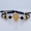 Pulsera Negra San Miguel Arcángel 2.9gr / Oro 18K &