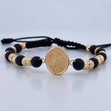 Pulsera Negra San Miguel Arcángel 2.9gr / Oro 18K &
