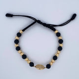 Pulsera Negra San Miguel Arcángel 2.9gr / Oro 18K &