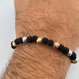 Pulsera Negra Bolas 1.3gr / Oro 18K &